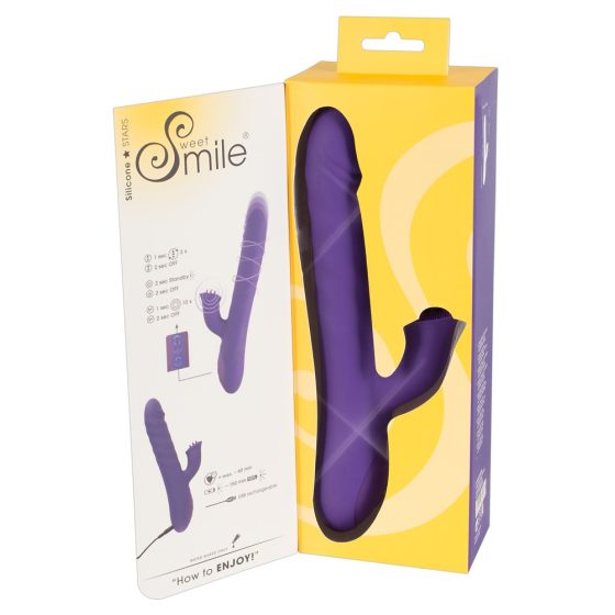 Perla Sorridente - Vibratore ricaricabile con perle rotanti, stimolatore clitorideo e funzione spinta (viola)