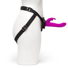  Vibratore Strap-On Happyrabbit - con stimolatore clitorideo a forma di coniglio (viola)