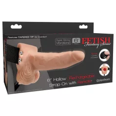   Pipedream - Fetish Strap-On 6 - dildo cavo con imbracatura, indossabile (color carne), vibrante