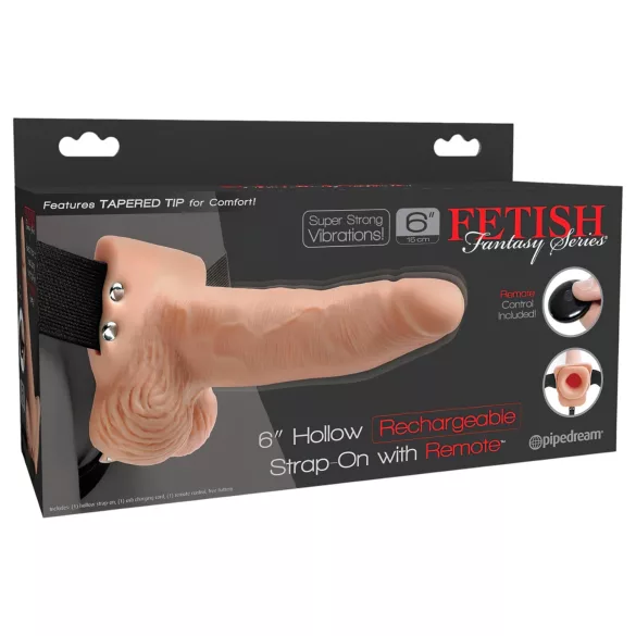 Pipedream - Fetish Strap-On 6 - cintura con fallo cavo a vibrazione indossabile (color carne)