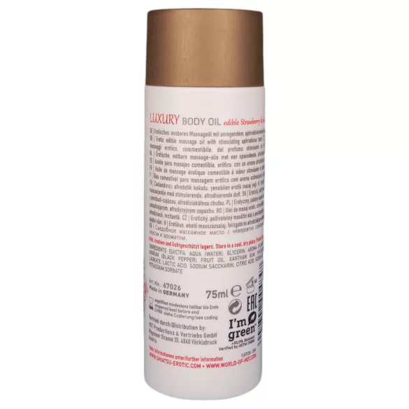 Shiatsu Luxury - olio da massaggio commestibile - fragola e pepe rosso 75ml