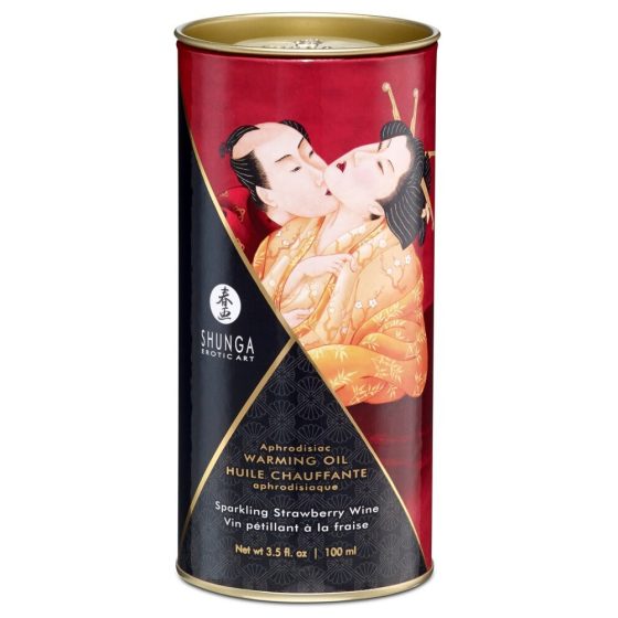 Olio da massaggio riscaldante Shunga - champagne e fragola (100ml)