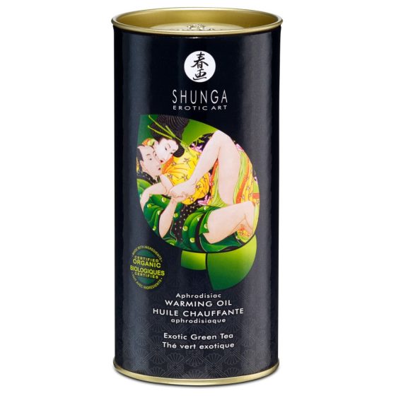 Olio da massaggio riscaldante Shunga - aroma di tè verde (100ml)