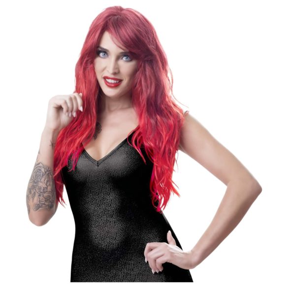 Cottelli - parrucca lunga ondulata con frangia - rosso