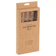   Straw Willy - cannucce con pene - plastica trasparente - 4 pezzi