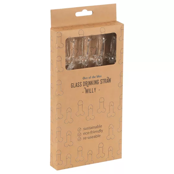 Straw Willy - cannucce con pene - plastica trasparente - 4 pezzi
