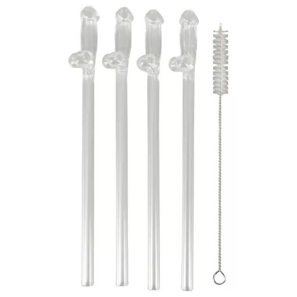 Straw Willy - cannucce con pene - plastica trasparente - 4 pezzi