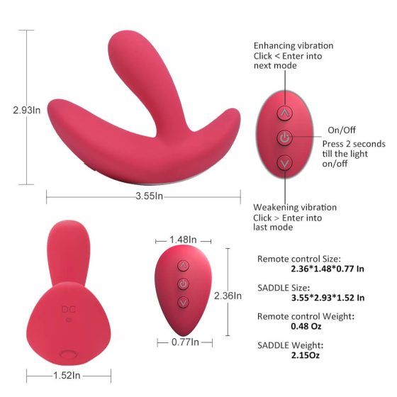 Cotoxo Saddle - Vibratore prostatico ricaricabile e telecomandato (rosso)