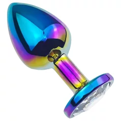 Sunfo - plug anale in metallo - pietra bianca - arcobaleno