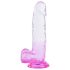 Sunfo - Dildo con ventosa e testicoli - 22cm (trasparente-lilla)