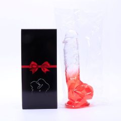  Dildo realistico con ventosa e testicoli - 21cm (trasparente-rosso)