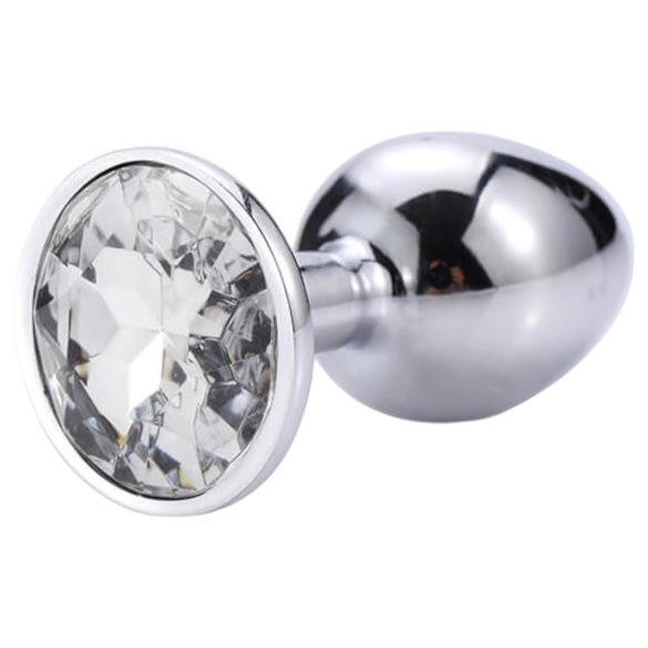 Sunfo - plug anale in metallo con gemma bianca (argento)