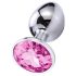 Sunfo - plug anale in metallo con pietra rosa (argento)