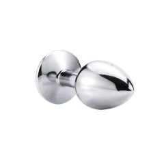 Plug anale in metallo con gemma decorativa (argento-viola)