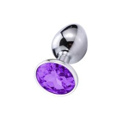 Plug anale in metallo con gemma decorativa (argento-viola)