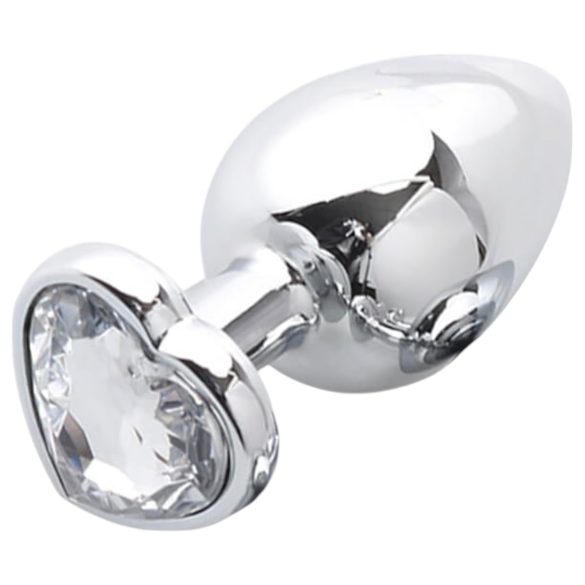Sunfo - plug anale in metallo con pietra a forma di cuore (argento-bianco)