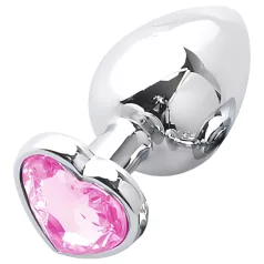 Sunfo - plug anale metallo con pietra a cuore - argento rosa