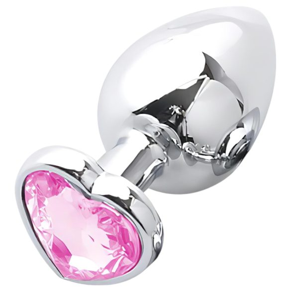 Sunfo - plug anale in metallo con pietra a forma di cuore (argento-rosa)
