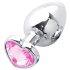 Sunfo - plug anale in metallo con pietra a forma di cuore (argento-rosa)