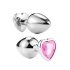 Sunfo - plug anale in metallo con pietra a forma di cuore (argento-rosa)