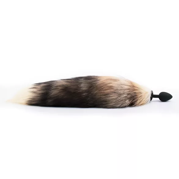 Sunfo - plug anale in silicone con coda di volpe - nero rosso