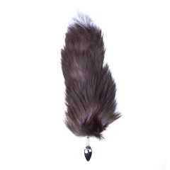 Plug anale in metallo con coda di volpe (argento-nero)