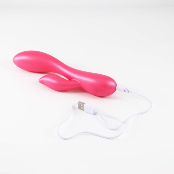 Vibratore Flessibile e Impermeabile con Stimolatore Clitorideo Jessica Smart" (Rosa Metallizzato)"