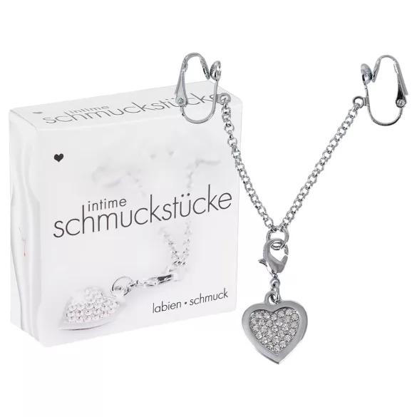 Intim ékszer - gioiello intimo a forma di cuore con strass - argento