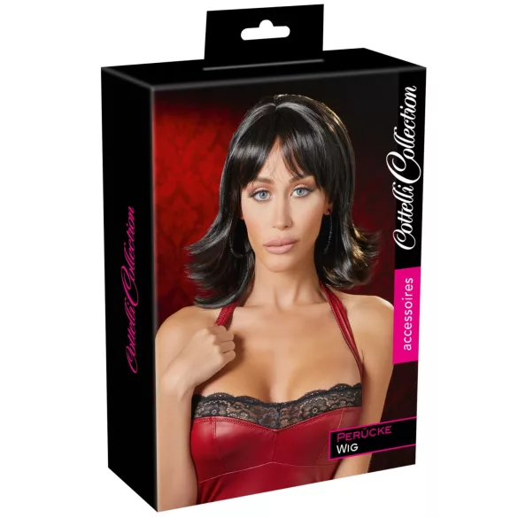 Cottelli - parrucca da donna nera liscia, accessorio per costume