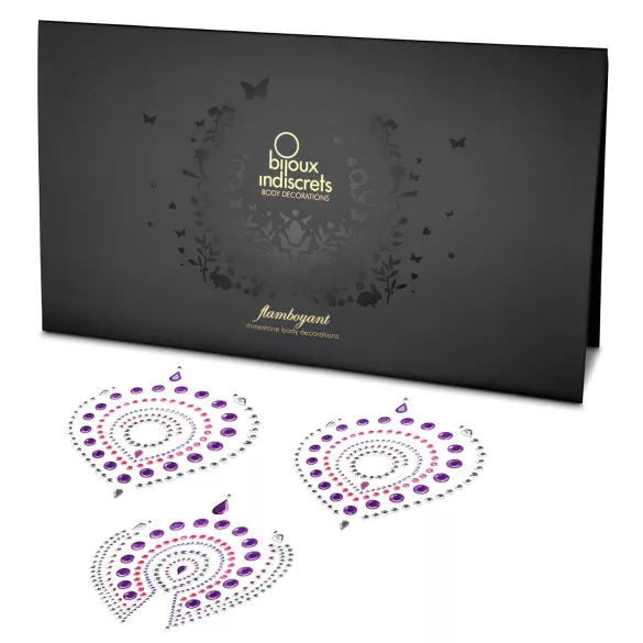 Set di gioielli intimi con diamanti scintillanti - 3 pezzi (rosa-lilla)