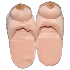   Pantofole in peluche color naturale - a forma di seno (42-44)