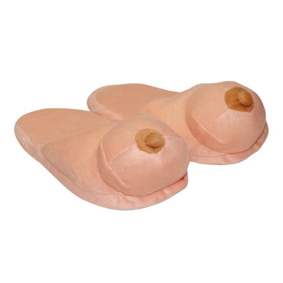 Pantofole in peluche con forma di seno - Colore naturale
