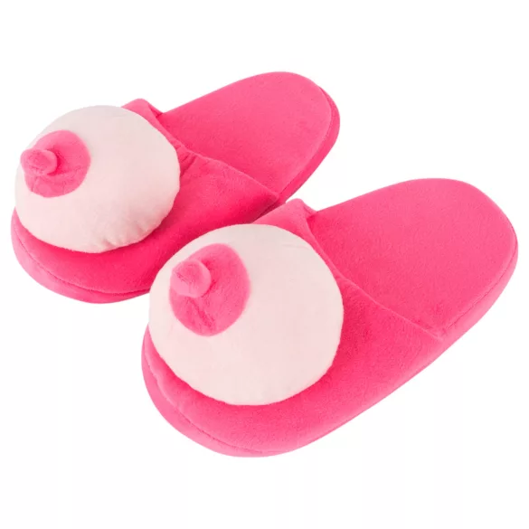 Pantofole di peluche rosa a forma di seno