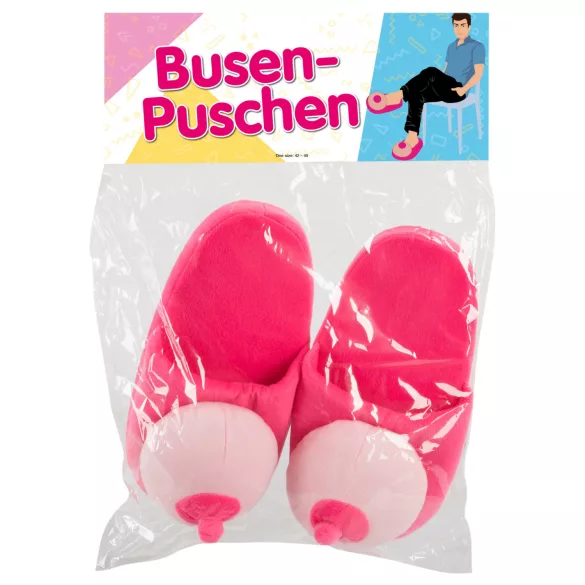 Pantofole di peluche rosa a forma di seno