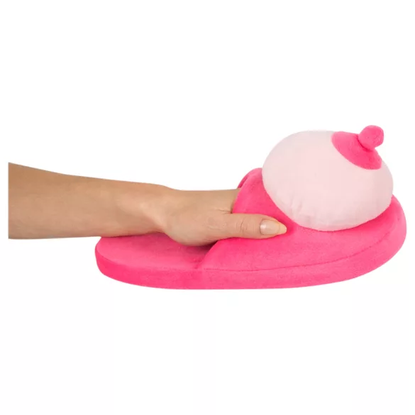 Pantofole di peluche rosa a forma di seno
