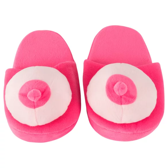 Pantofole di peluche rosa a forma di seno