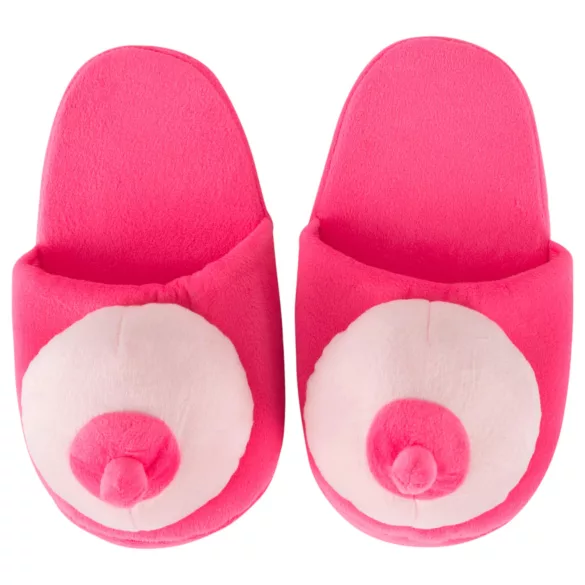 Pantofole di peluche rosa a forma di seno