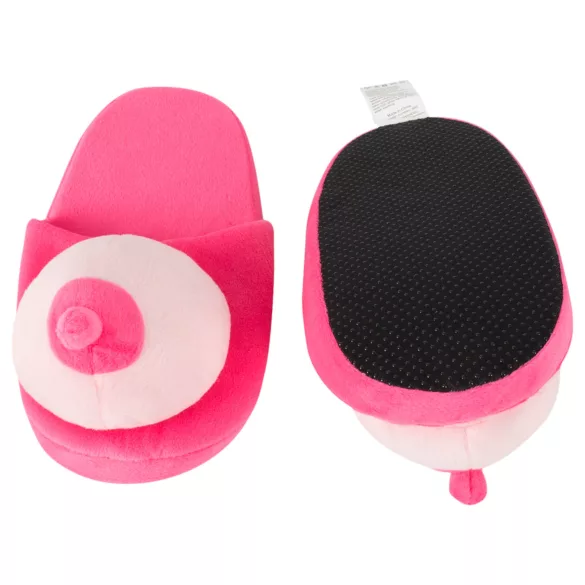 Pantofole di peluche rosa a forma di seno