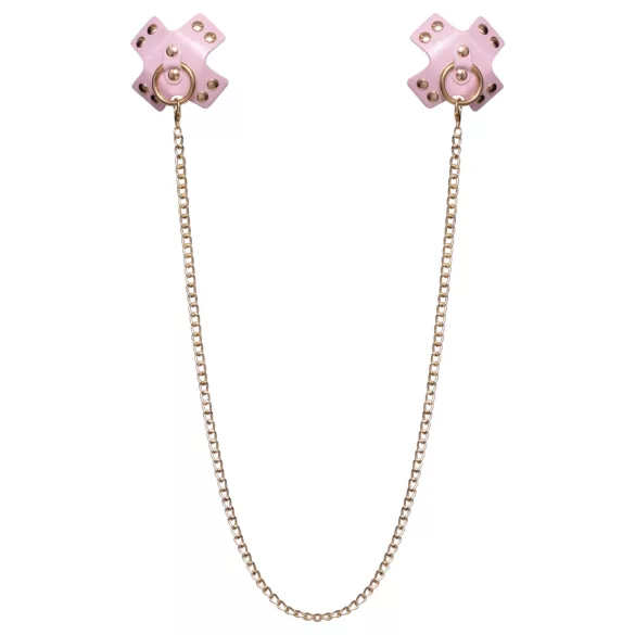 Bad Kitty - copripCapezzoli a forma di croce con catena (rosa)