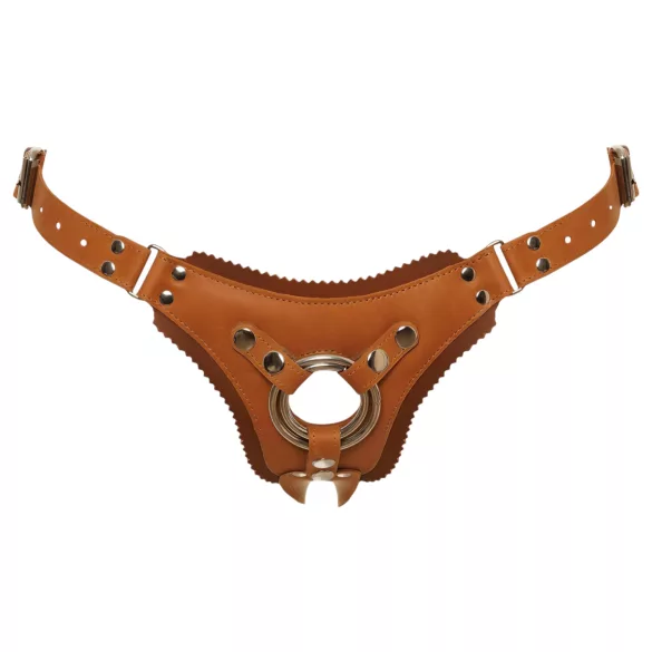 ZADO - slip in pelle per strap-on - marrone - L/XL