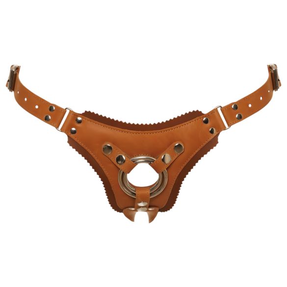 ZADO - slip in pelle per strap-on - marrone - XXL