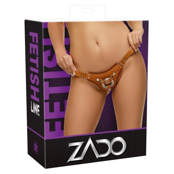 ZADO - slip in pelle per strap-on - marrone - XXL