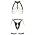 ZADO - Set imbracatura in pelle 2 pezzi (nero-oro)