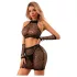 JSY 011 - set di lingerie in rete brillante (nero)