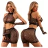 JSY 011 - set di lingerie in rete brillante (nero)