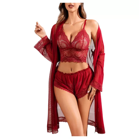 JSY 058 - completo di lingerie erotica - rosso (L-XL)