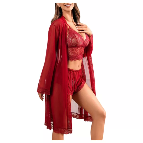 JSY 058 - completo di lingerie erotica - rosso (L-XL)