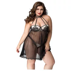 JSY 066 - completo babydoll nero (XL-2XL)