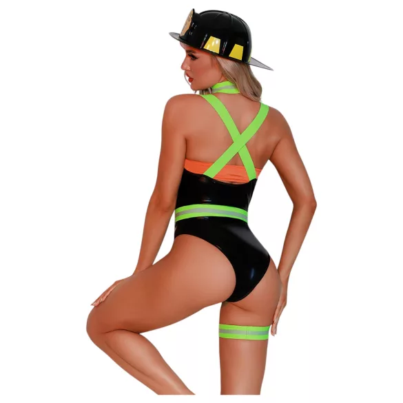 JSY 084 - costume da vigile del fuoco donna (nero-verde)