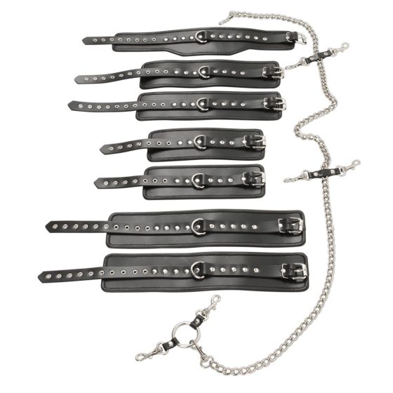 Set completo di manette in cuoio per bondage avanzato ZADO (nero)